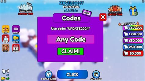 all codes in click for ugc