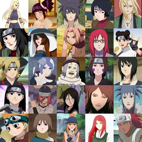 all naruto female characters list