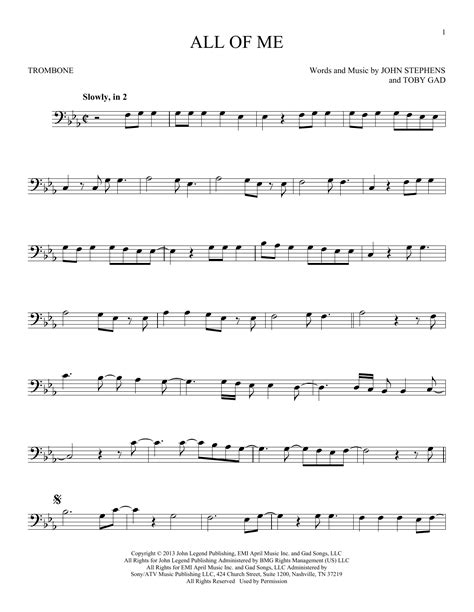 New All Of Me Trombone Popular