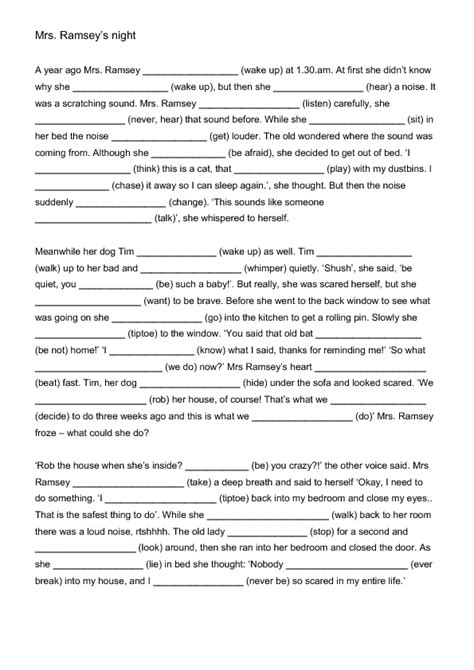 all tenses paragraph exercises with answers