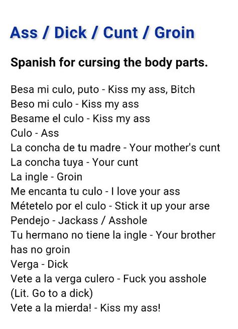 all the cuss words in spanish