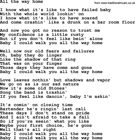 Bruce Springsteen song All The Way Home, lyrics and chords