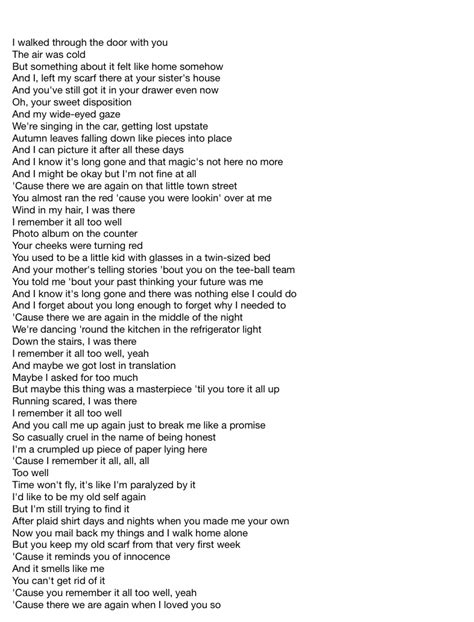 all too well lyrics 10 minute lyrics