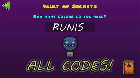 GEOMETRY DASH WORLD ALL SECRET VAULT CODES & Treasure Room? (All Codes