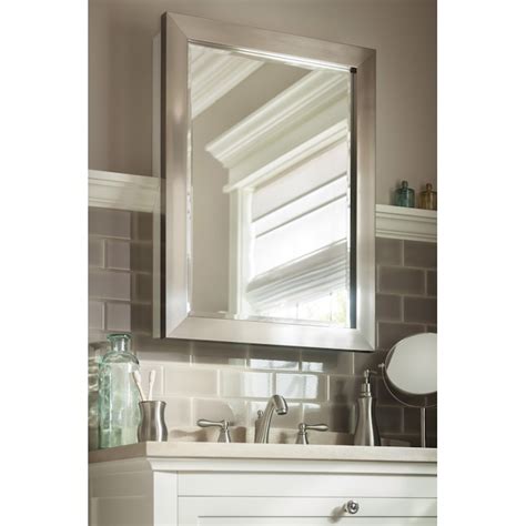 allen + roth 24in Brush Nickel Rectangular Bathroom Mirror in the