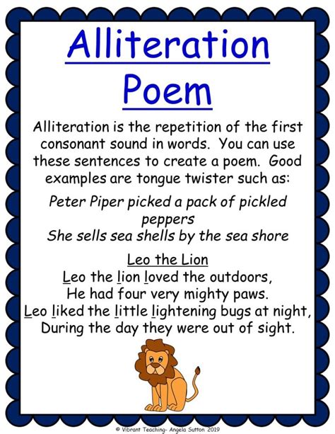 alliteration poems for kids printable