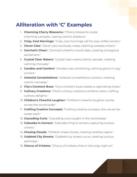 alliteration with the letter c examples