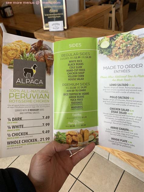 alpaca peruvian chicken nutrition facts