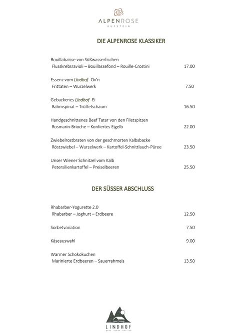 Discover the Ultimate Alpenrose Restaurant Menu: Indulge in Delicious Dishes