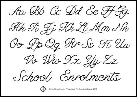 alphabet in cursive calligraphy