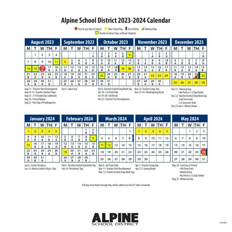 Alpine Schools Calendar