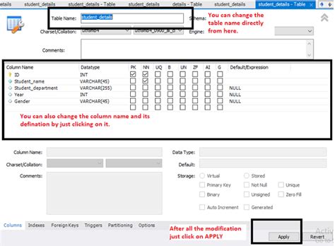 Alter Table Query In Mysql Workbench