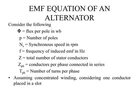 Alternator Emf Equation Problems