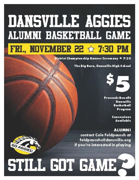 alumni basketball game flyer