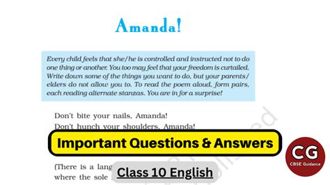 amanda class 10 long question answer
