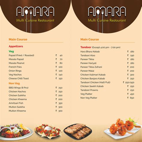 amara restaurant menu