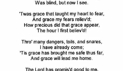 Amazing Grace Lyrics Printable Pdf