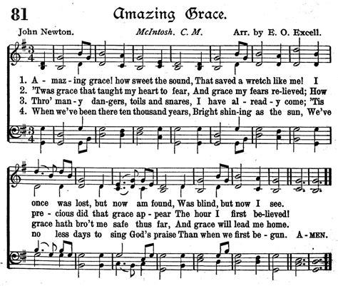 amazing grace lyrics and sheet music