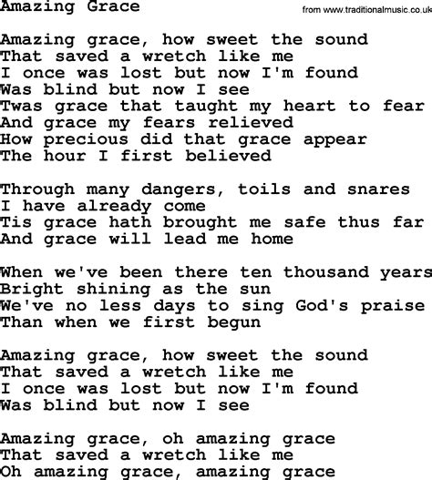 amazing grace with lyrics and song