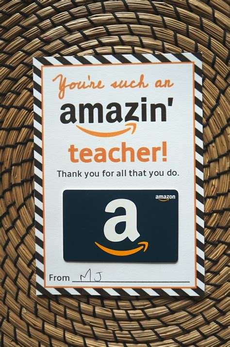 Free Amazon Teacher Gift Card Printable Template Give Gift of Amazon