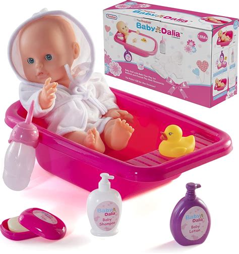 Große Puppe 32 cm mit Badewanne Babypuppe Vinylpuppe bewegliche Puppe
