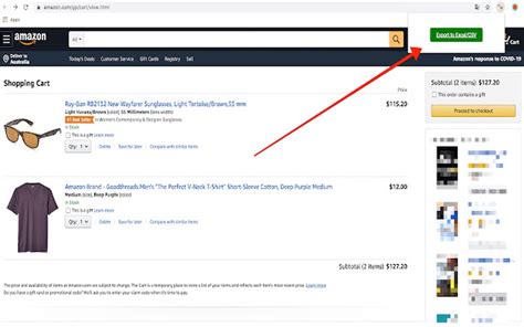 Amazon Cart Exporter