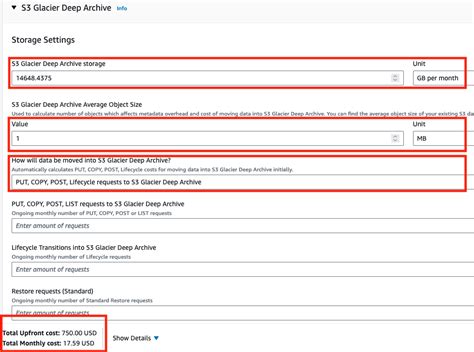 Amazon Cold Storage Pricing