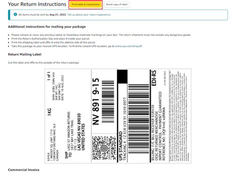 Amazon International Return Label