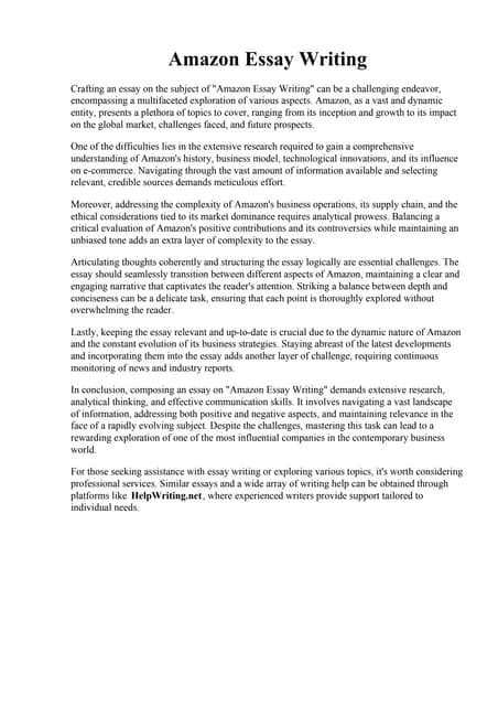 Amazon Interview Essay Example