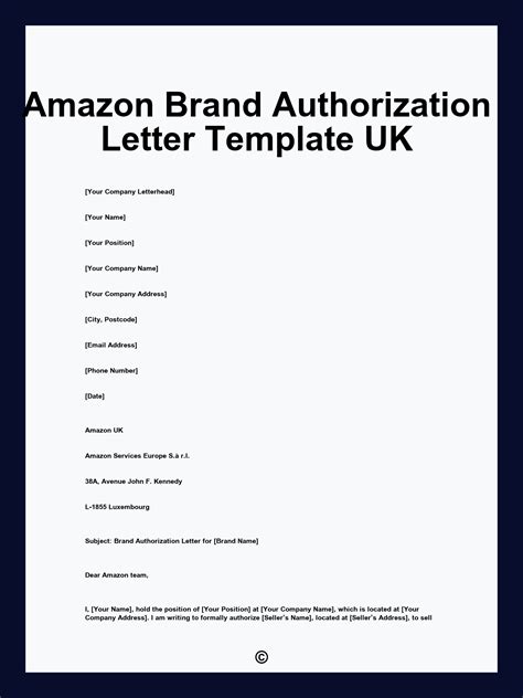 Amazon Letter Of Authorization Template