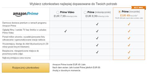 amazon prime polska cennik