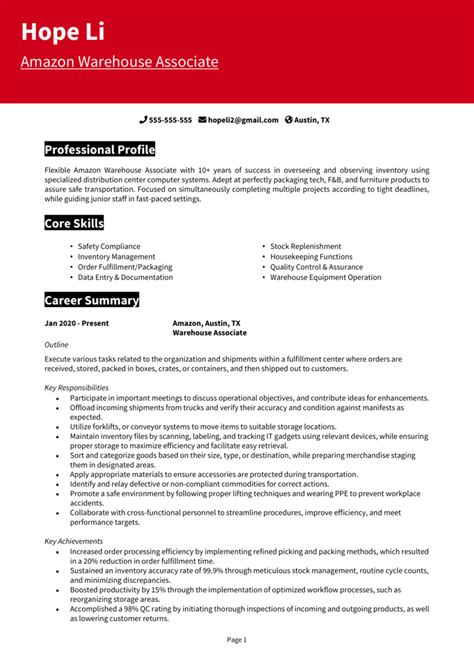 Amazon Warehouse Supervisor Resume