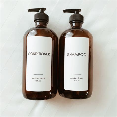 Amber Glass Printed Shampoo and Conditioner Bottles Kuishi