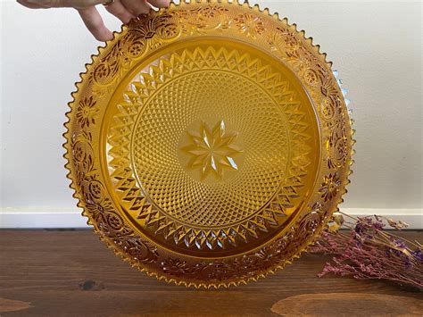 Amber Glass Serving Plate