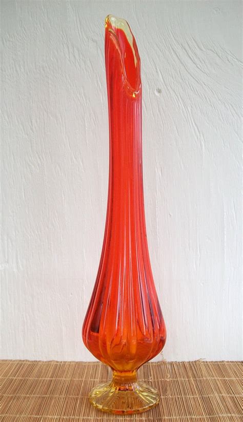amberina orange swung vase