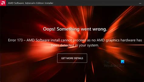 amd radeon software installer error 173