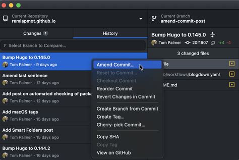 amend commit in github desktop