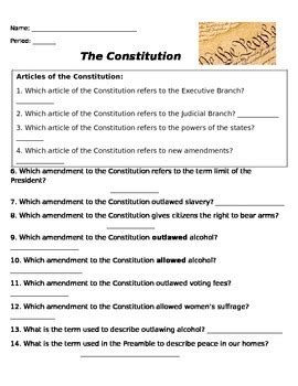 amending the constitution worksheet answers