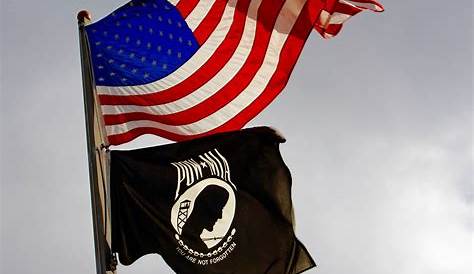 Us And Pow Flags Stock Photo - Download Image Now - iStock