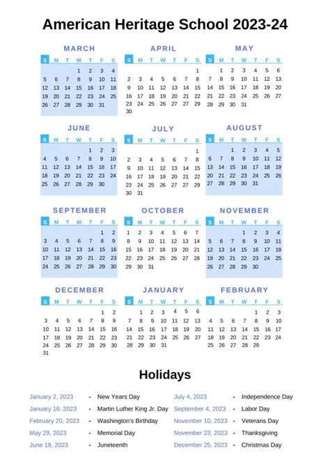 American Heritage Delray Calendar 2024