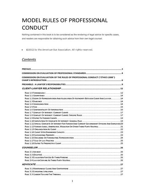 american bar association rules of conduct pdf