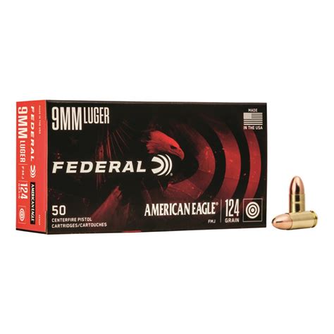 American Eagle 9mm Ammo Federal 9mm Luger 124gr Fmj