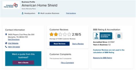 american home shield bbb rating