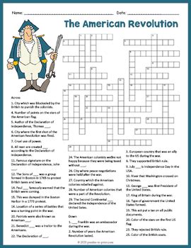 american revolution crossword free printable