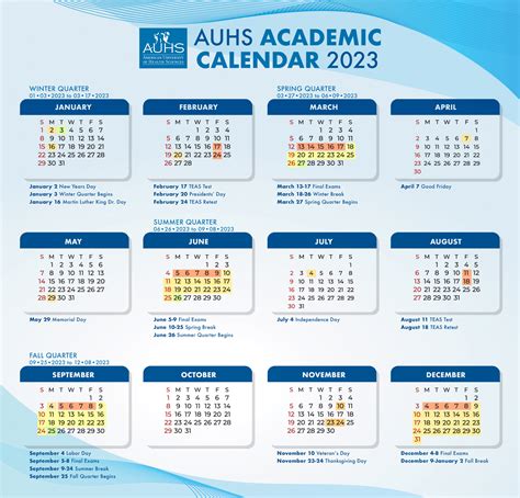american university fall calendar