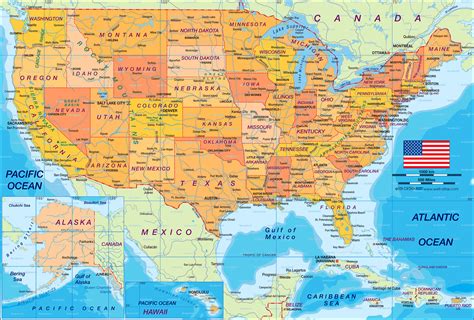 Karta USA Se de största städerna i USA, exempelvis New York, Las Vegas