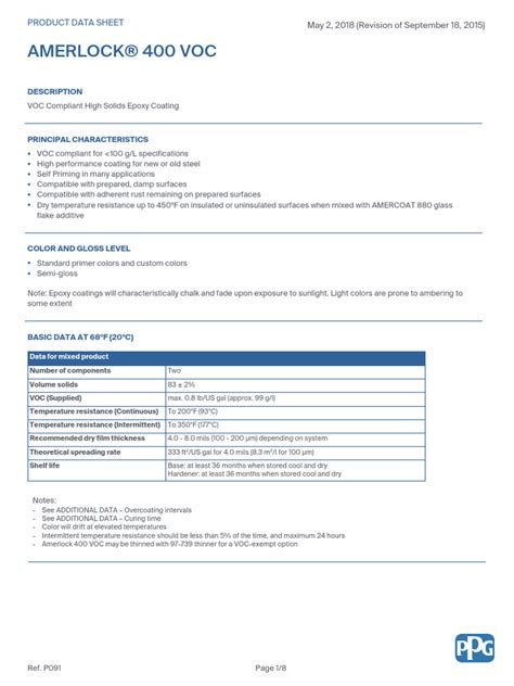 Amerlock 400 Data Sheet Pdf