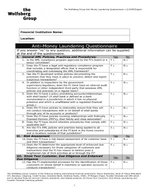 aml questionnaire