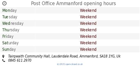 ammanford post office opening hours