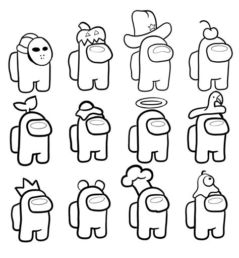 Among Us Coloring Pages With Hats: A Fun Way To Unwind And Express Creativity